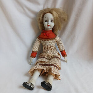 WALDA 18" 1970s Porcelain Cloth Doll Original Dress